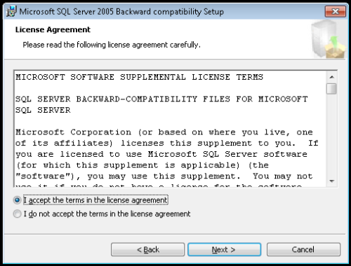 Microsoft Server SQL 2005 Backward Compatibility Setup